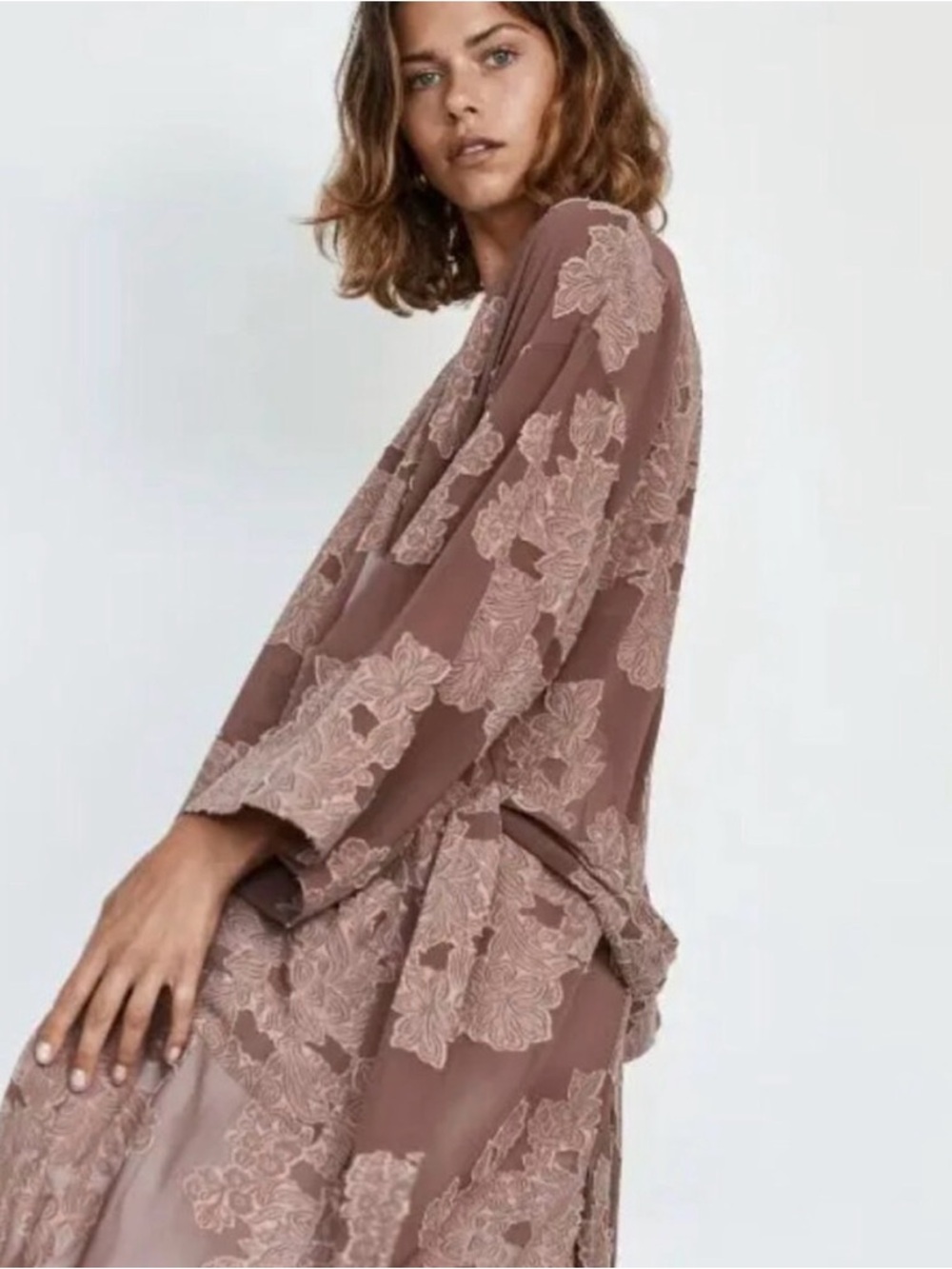 Wilfred Mauve Lace-Trim Cape - Picture 1 of 5